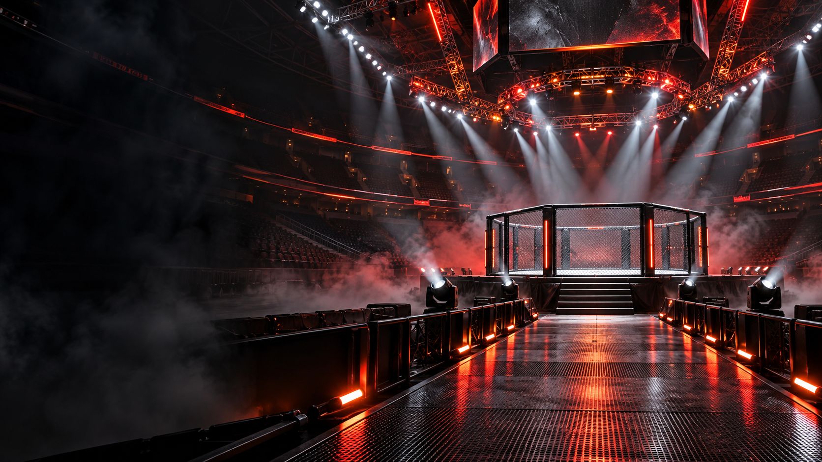 Arena nocturna con toro dorado de Golden Bull Casino
